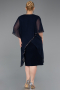Robe De Invitation Grande Taille Midi Mousseline Bleu Marine ABK2600