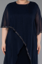Robe De Invitation Grande Taille Midi Mousseline Bleu Marine ABK2600