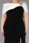 Robe De Soirée Grande Taille Longue Noir-Crème ABU3945