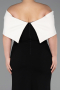 Robe De Soirée Grande Taille Longue Noir-Crème ABU3945