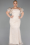 Robe Grande Taille Longue Perlé Beige ABU5948