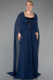 Robe de Soirée Grande Taille Longue Mousseline Bleu Marine ABU6071