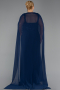 Robe de Soirée Grande Taille Longue Mousseline Bleu Marine ABU6071