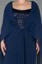 Robe de Soirée Grande Taille Longue Mousseline Bleu Marine ABU6071