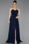 Robe de Soirée Longue Mousseline Bleu Marine ABU4965