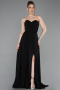 Robe de Soirée Longue Mousseline Noir ABU4965