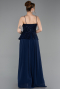 Robe de Soirée Longue Mousseline Bleu Marine ABU6076