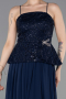Robe de Soirée Longue Mousseline Bleu Marine ABU6076