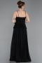 Robe de Soirée Longue Mousseline Noir ABU6076