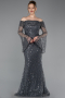 Robe Queue De Poisson Squameuse Longue Anthracite ABU5623