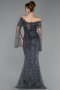 Robe Queue De Poisson Squameuse Longue Anthracite ABU5623
