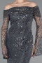 Robe Queue De Poisson Squameuse Longue Anthracite ABU5623