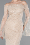 Robe Queue De Poisson Squameuse Longue Beige ABU5623