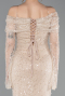 Robe Queue De Poisson Squameuse Longue Beige ABU5623