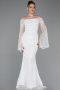 Robe Queue De Poisson Squameuse Longue Blanc ABU5623