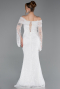 Robe Queue De Poisson Squameuse Longue Blanc ABU5623