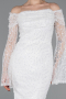 Robe Queue De Poisson Squameuse Longue Blanc ABU5623