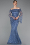 Robe Queue De Poisson Squameuse Longue Indigo ABU5623