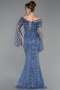 Robe Queue De Poisson Squameuse Longue Indigo ABU5623
