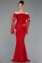 Robe Queue De Poisson Squameuse Longue Rouge ABU5623