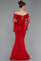 Robe Queue De Poisson Squameuse Longue Rouge ABU5623