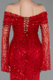 Robe Queue De Poisson Squameuse Longue Rouge ABU5623