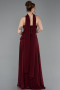 Robe de Soirée Longue Mousseline Rouge Bordeaux ABU6081