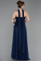 Robe de Soirée Longue Mousseline Bleu Marine ABU6081