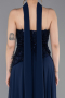 Robe de Soirée Longue Mousseline Bleu Marine ABU6081
