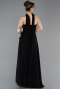 Robe de Soirée Longue Mousseline Noir ABU6081