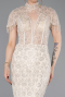 Robe Queue De Poisson Perlé Longue Beige ABU5697