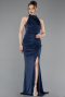 Robe de Soirée Longue Bleu Marine ABU6083
