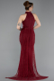 Robe de Soirée Longue Dantelle Rouge Bordeaux ABU6084