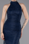Robe de Soirée Longue Dantelle Bleu Marine ABU6084