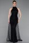 Robe de Soirée Longue Dantelle Noir ABU6084