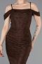 Robe de Soirée Longue Dantelle Brun ABU6085