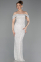 Robe de Soirée Longue Perlé Beige ABU6057