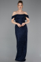Robe de Soirée Longue Perlé Bleu Marine ABU6057