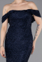 Robe de Soirée Longue Perlé Bleu Marine ABU6057