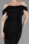 Robe de Soirée Longue Perlé Noir ABU6057