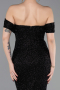 Robe de Soirée Longue Perlé Noir ABU6057