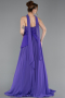 Robe De Soirée Mousseline Longue Violet ABU6018