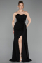 Robe De Soirée Mousseline Longue Noir ABU5791