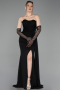 Robe De Soirée Mousseline Longue Noir ABU5791