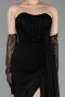 Robe De Soirée Mousseline Longue Noir ABU5791