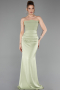 Robe de Soirée Longue Satin Pistache vert ABU6061