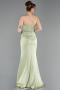 Robe de Soirée Longue Satin Pistache vert ABU6061