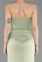 Robe de Soirée Longue Satin Pistache vert ABU6061