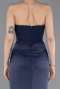 Robe de Soirée Longue Satin Bleu Marine ABU6061