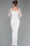 Robe De Soirée Perlé Longue Blanc ABU5699
